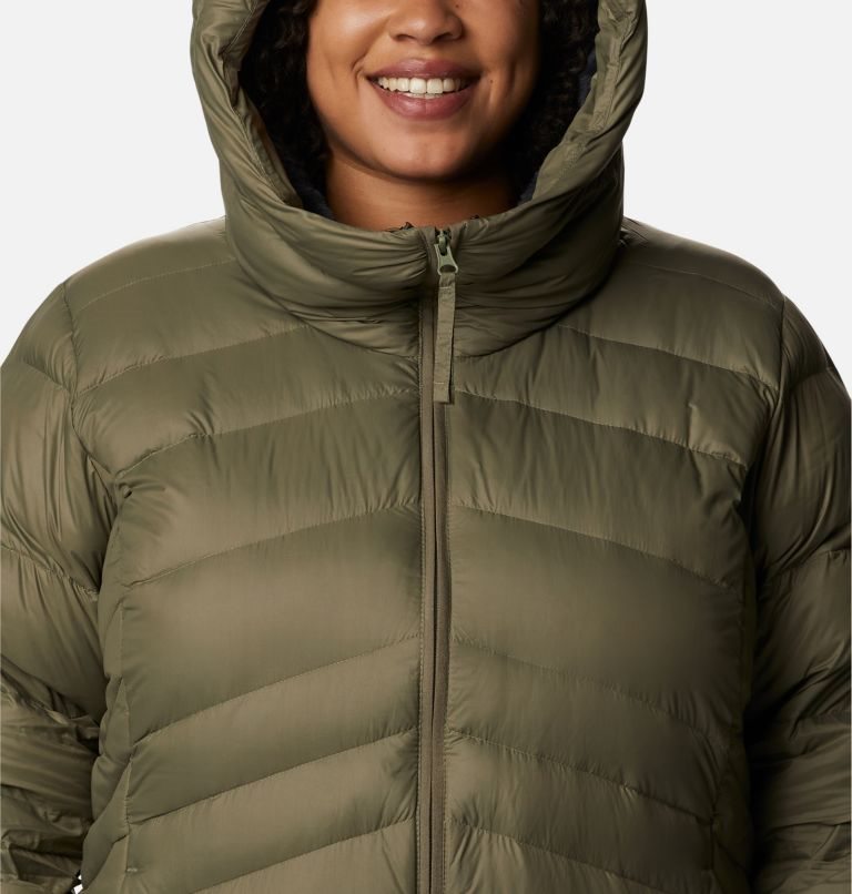 Women's Columbia Autumn Park Hooded Down Jackets Olive | Plus Size CA-M0A16